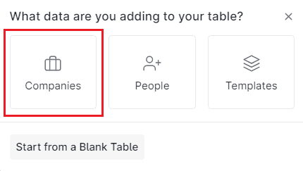 add list of companies table