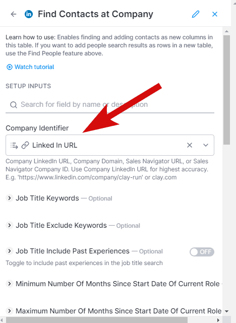 find contacts at company settings