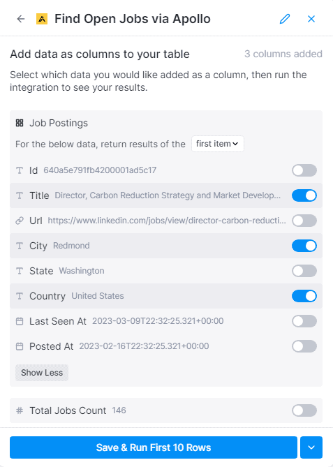 Apollo integration settings page