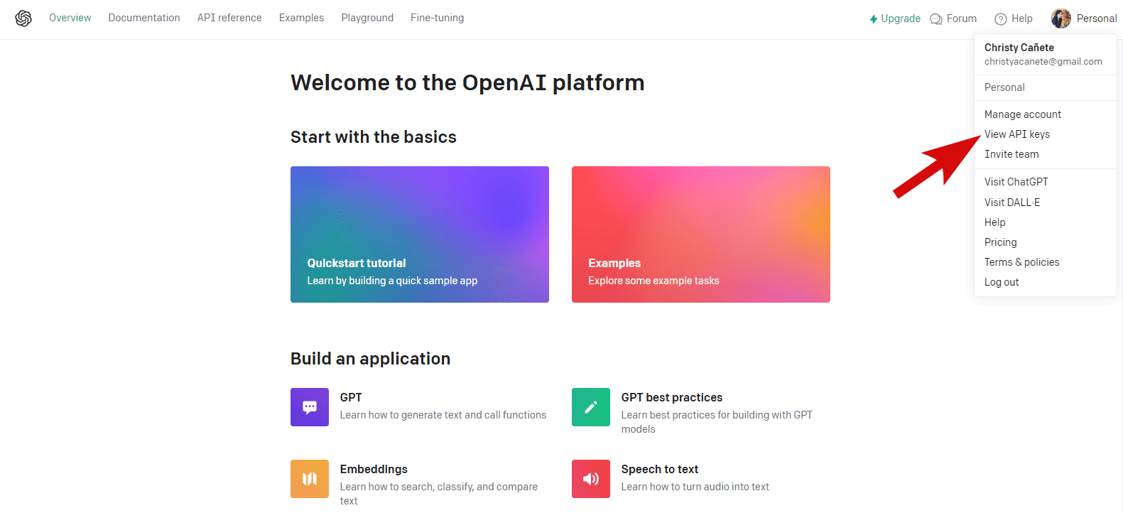 copy OpenAI API key