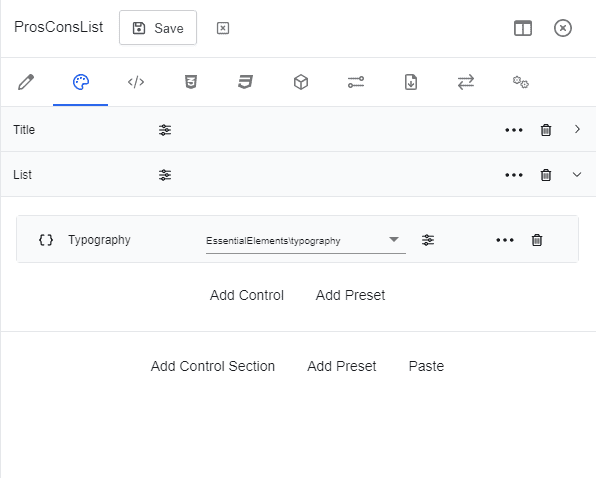 Element Studio design tab