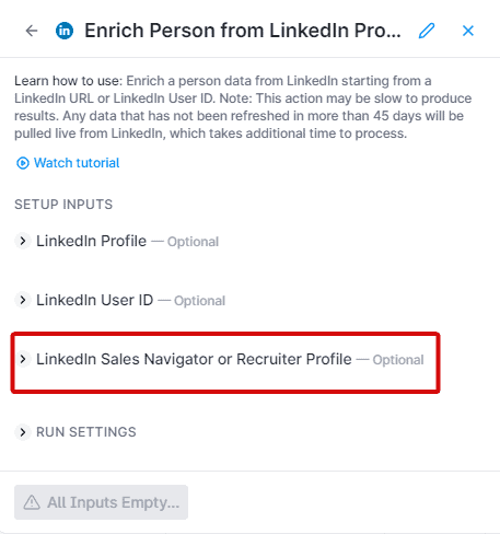 enrich person from LinkedIn profile using Clay
