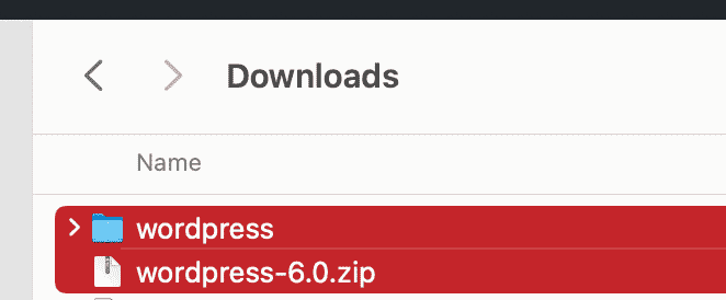wordpress zip and unzipped versions in downloads folder