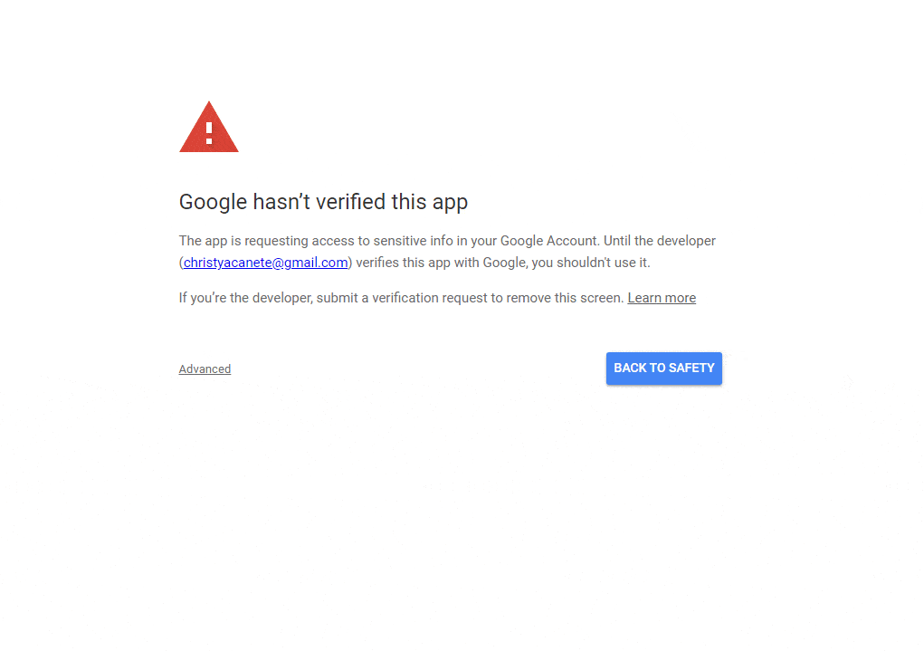 Google page error