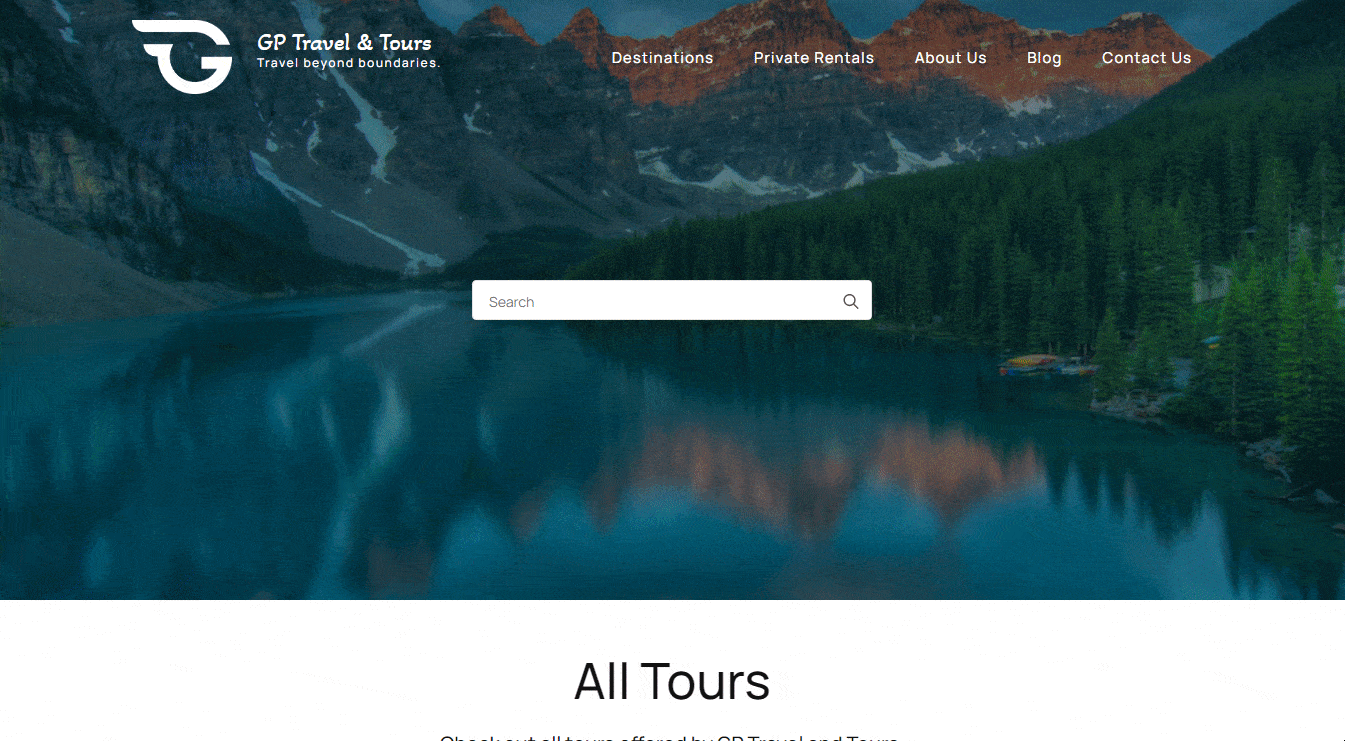 create travel and tour website in Breakdance