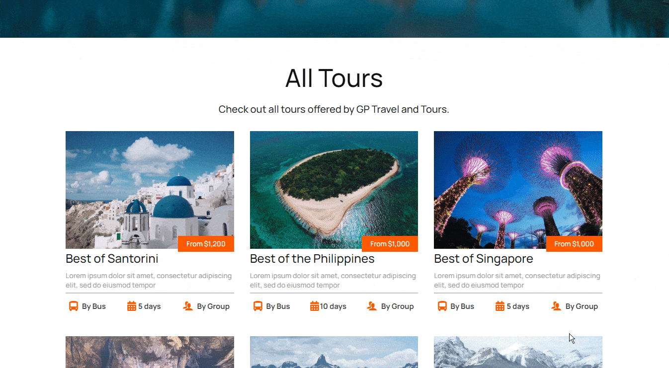 create travel and tour website in Breakdance