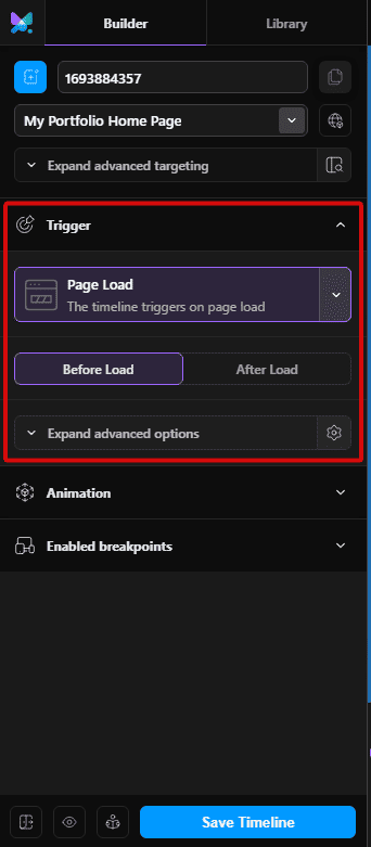 choose page load as trigger