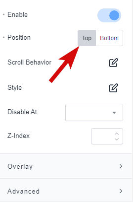 position header on top of page