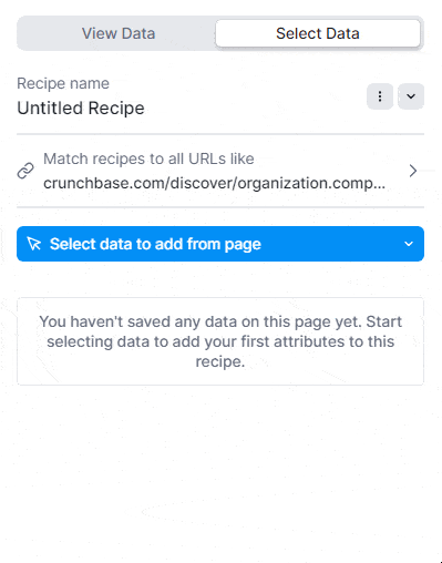 select data to add from Crunchbase