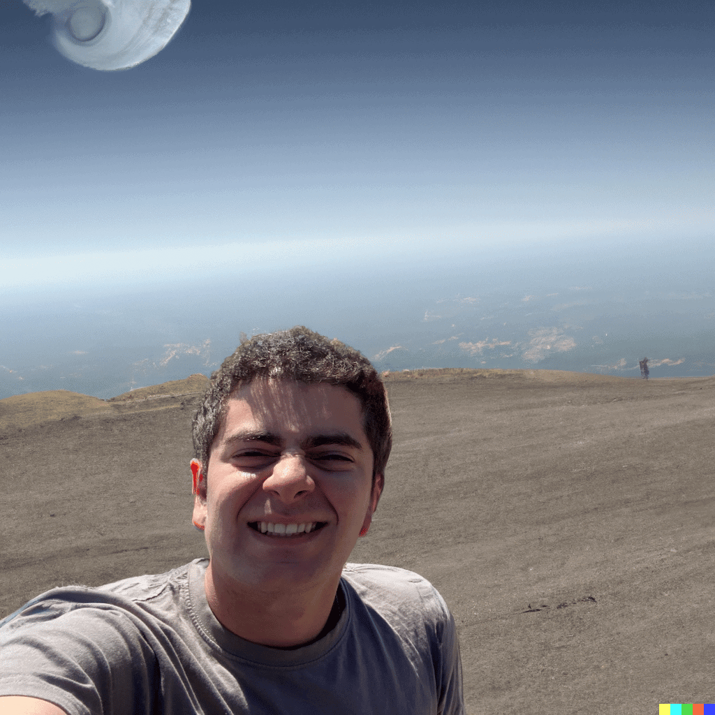 DALLE-2 selfie taken on the moon with earth in the background