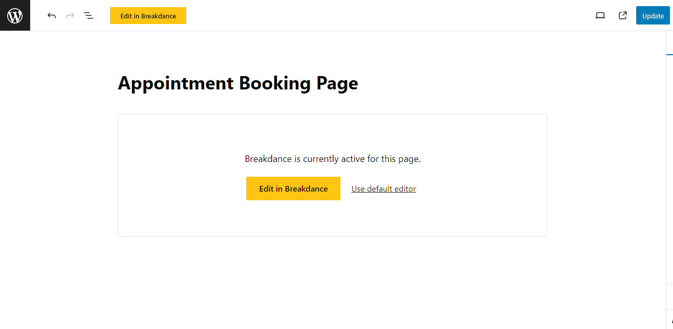 create booking page in Breakdance