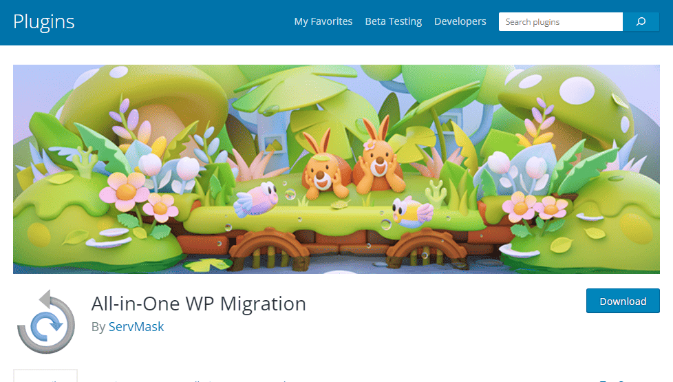 all-in-one WP Migration plugin