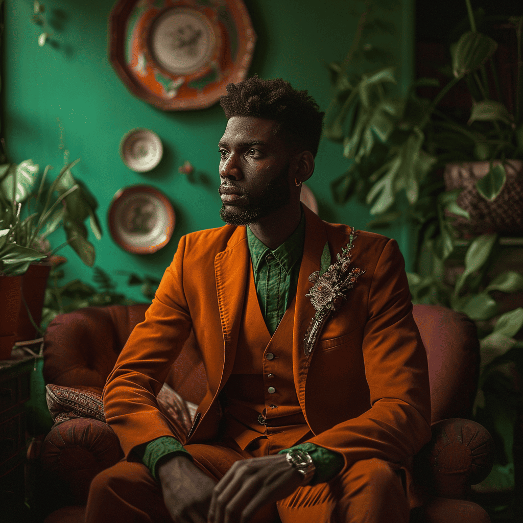Midjourney V6 Portrait: Young black man in his loft