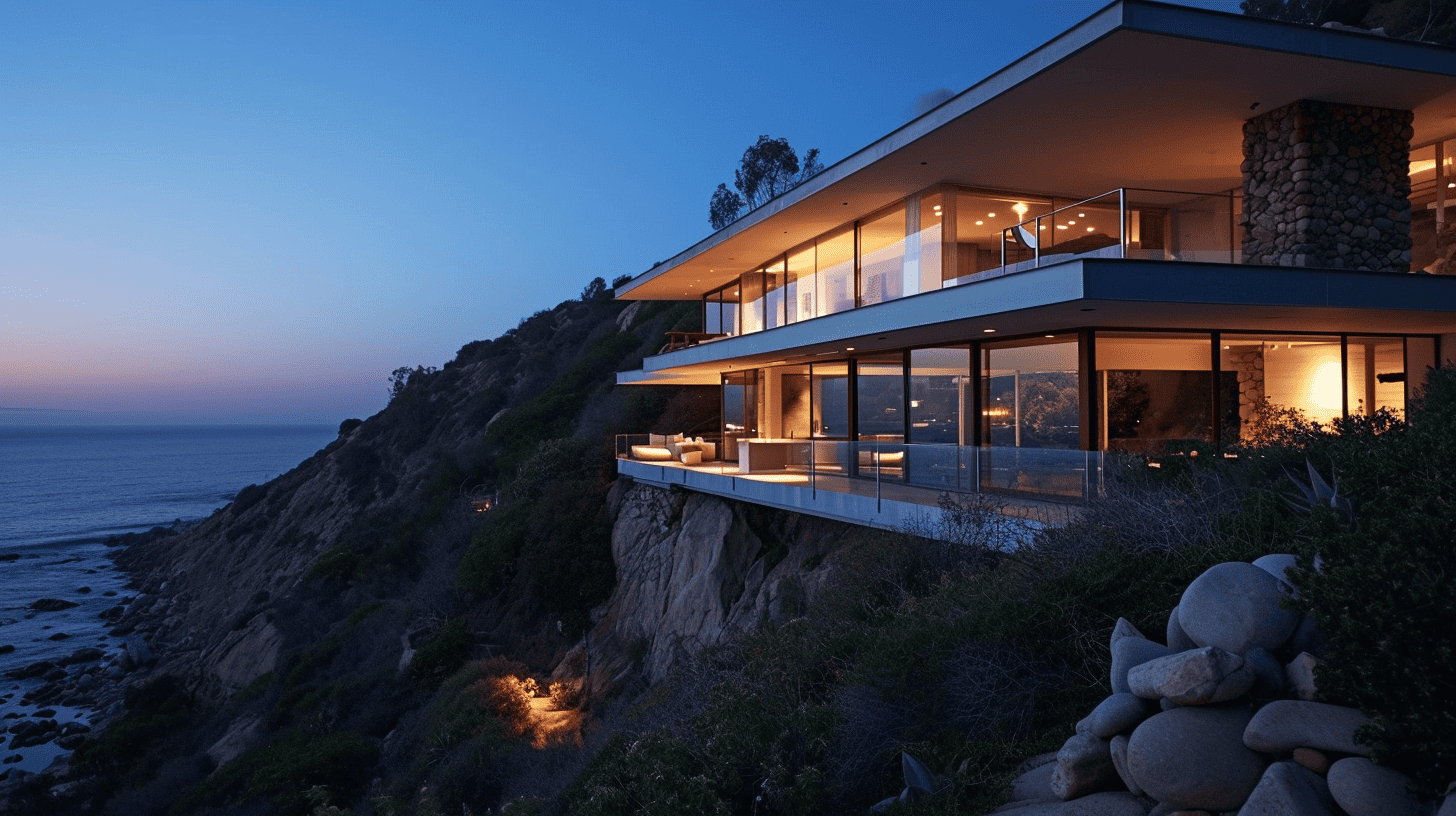 Midjourney V6 Architecture & Interior Design: Cliffside House