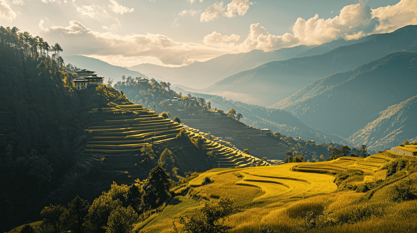 Midjourney V6 Landscape: Terraces of Bhutan