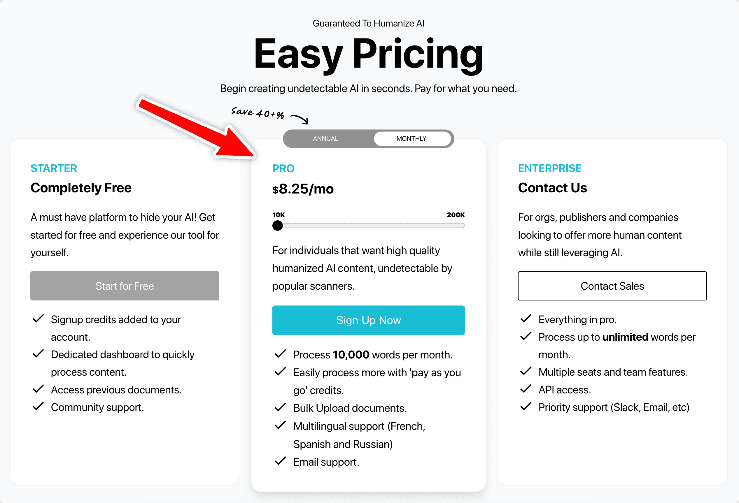 HideMyAI Pricing model