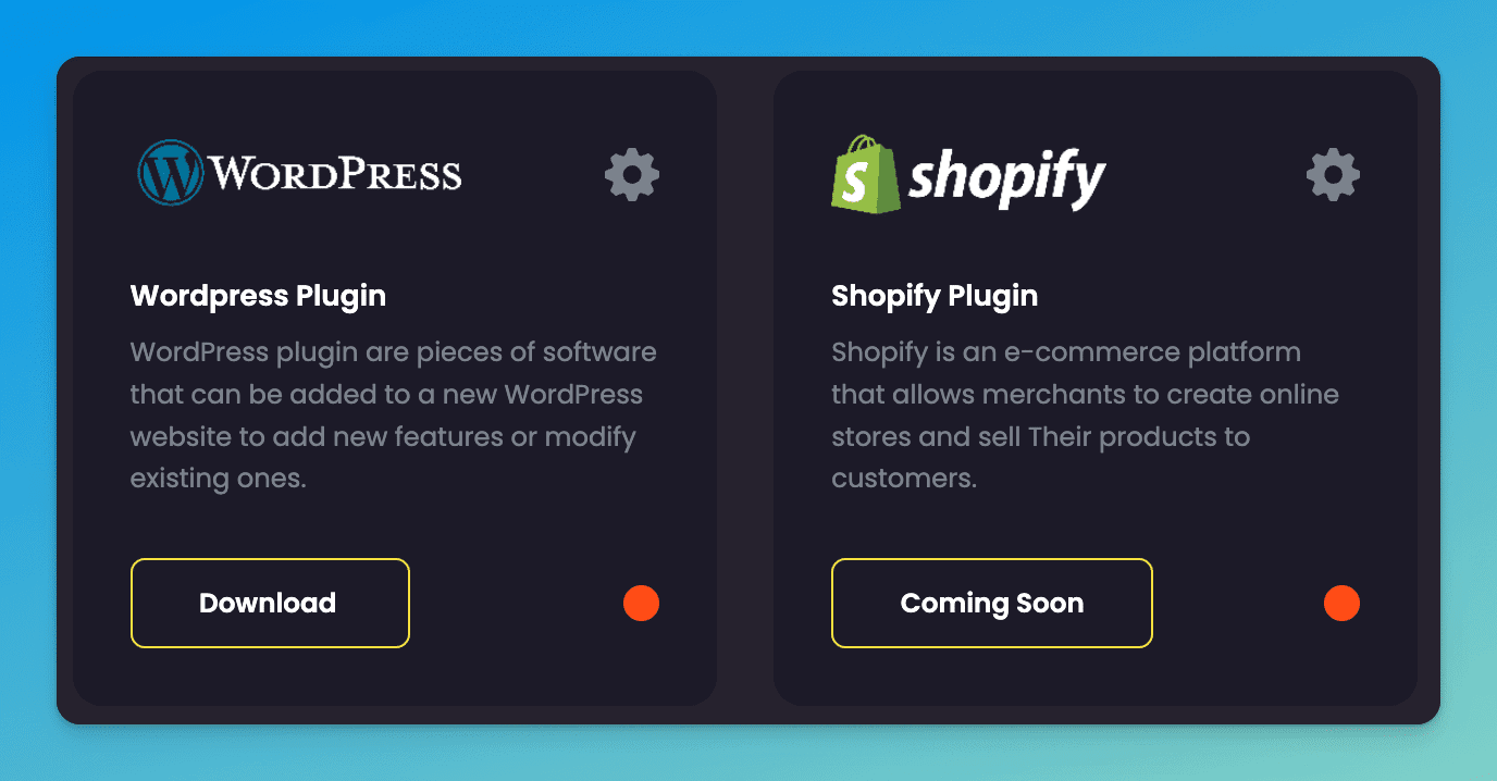 Content at Scale WordPress and shopify integration screen showing plugin downloads and API codes