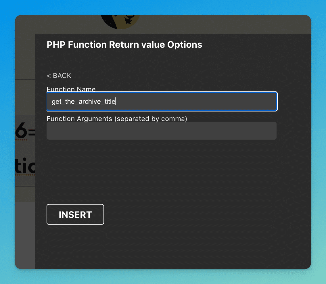 Insert custom PHP function return value in Oxygen Builder