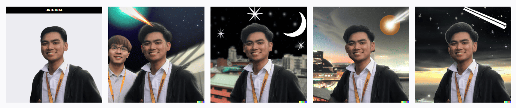 DALL-E 2 Generated Image: A student during a meteor shower.