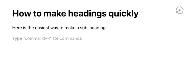 Make headings quickly with lex.page by using # to add a heading
