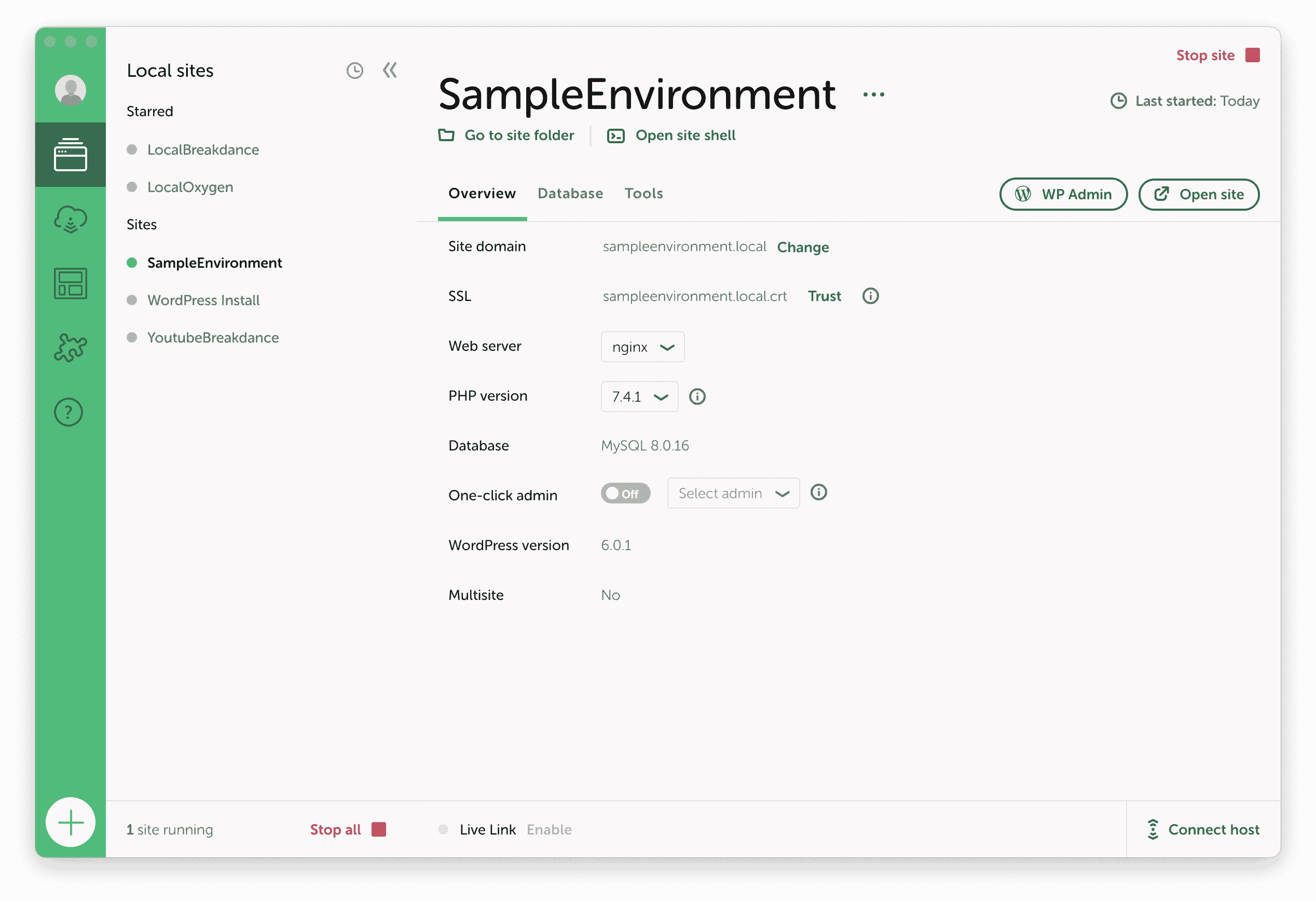 sample environment setup in local for wordpress websites