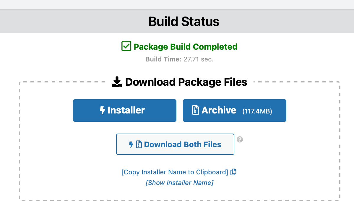 migrating a wordpress website with duplicator plugin, build completed installer and archive