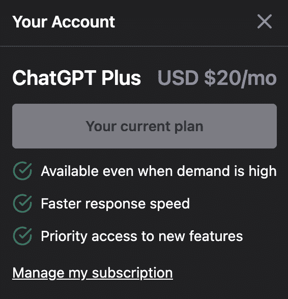 ChatGPT Plus plan giving access to GPT-4