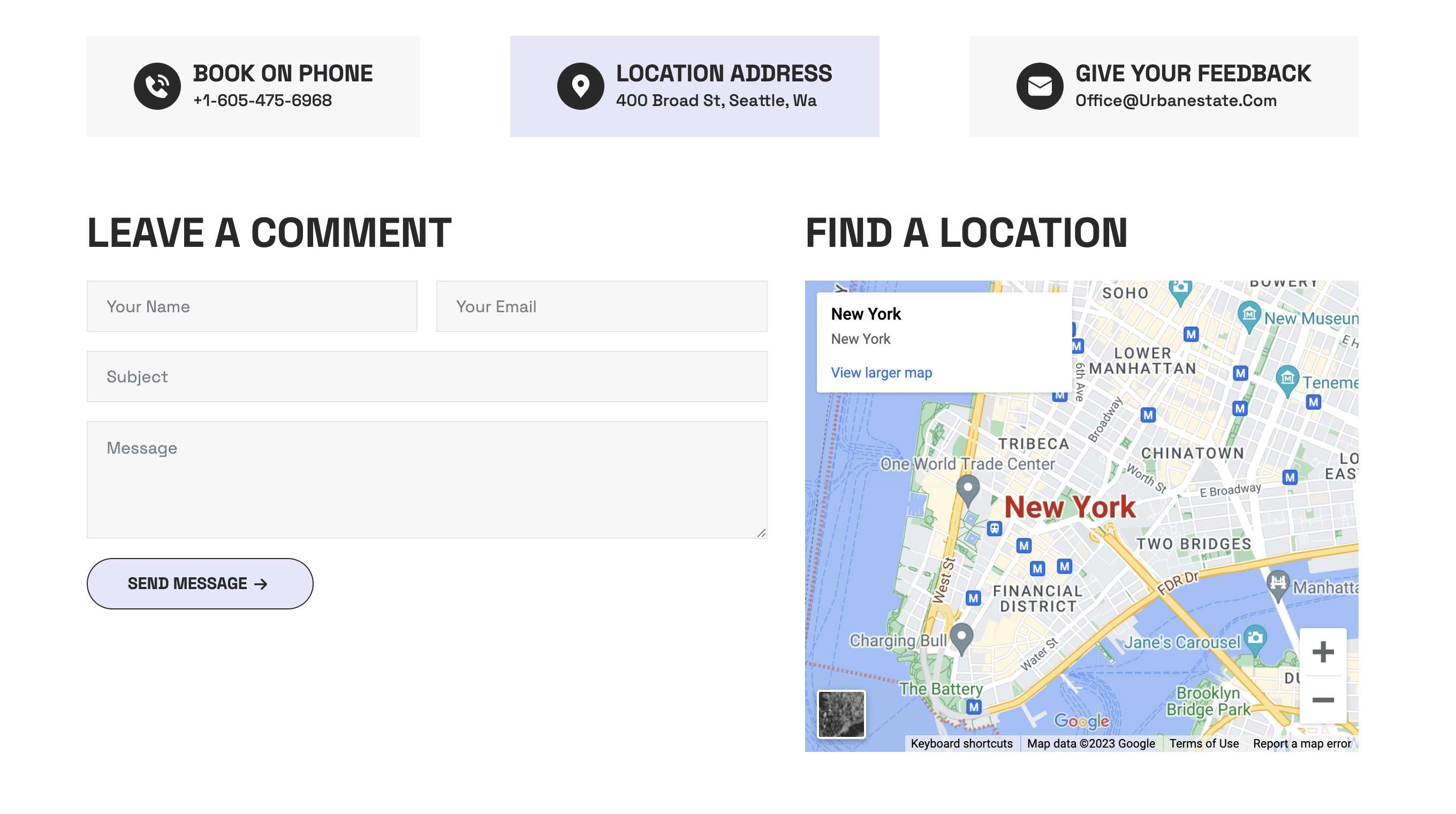 A Google Map embedded on a website built with Breakdance Builder