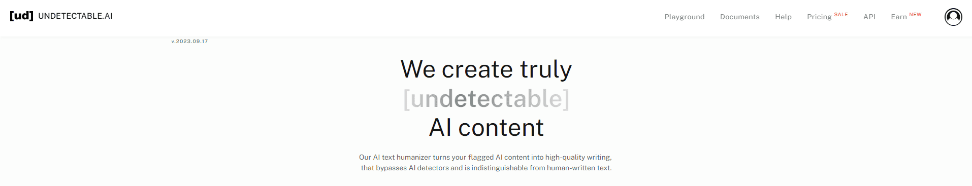 Undetectable AI Landing Page