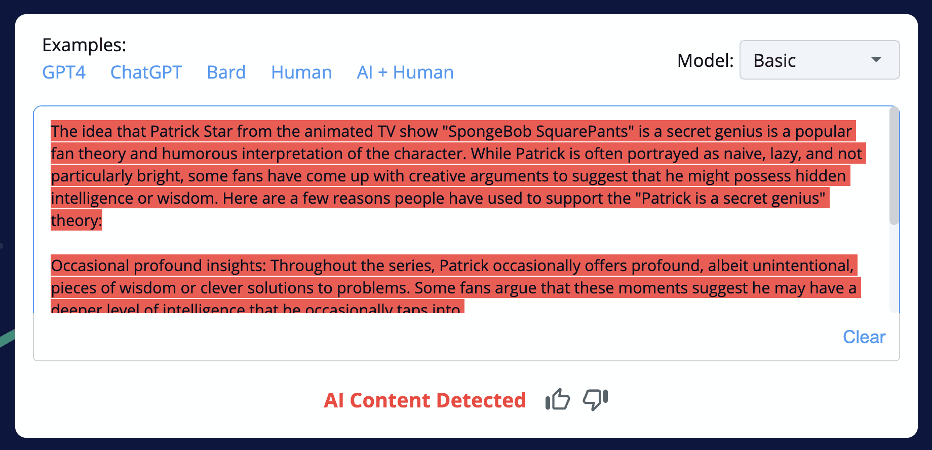 CopyLeaks AI detector returning a sample of ChatGPT text as being AI-generated