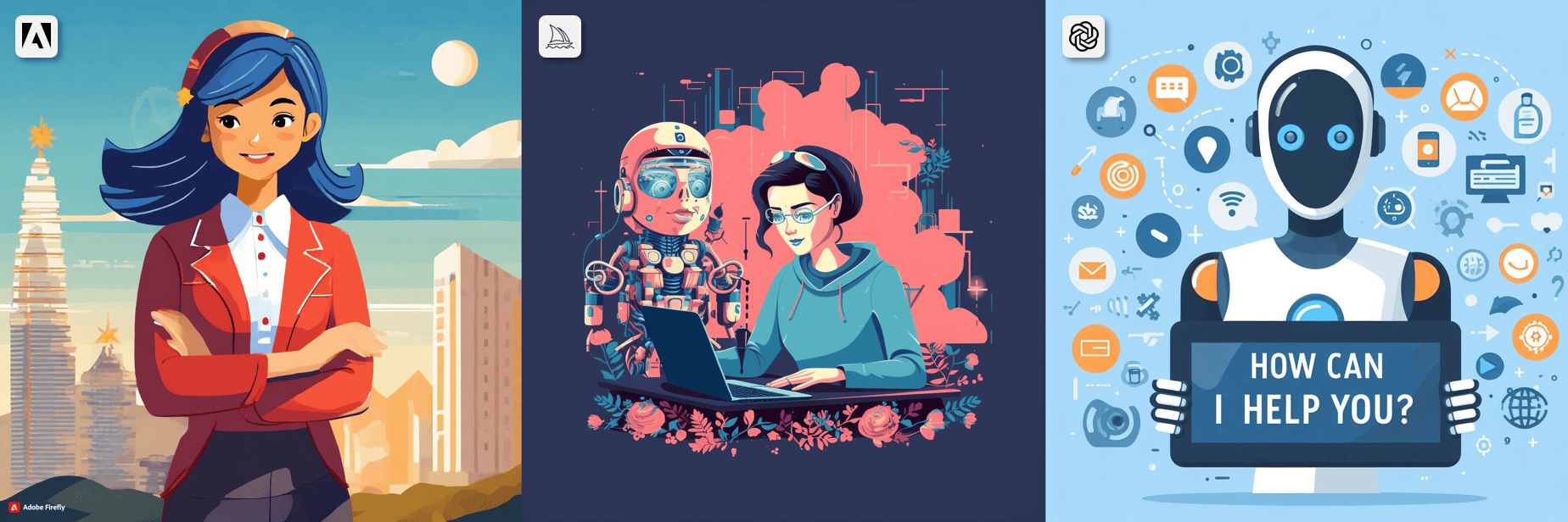 A flat vector illustration of an ai assistant