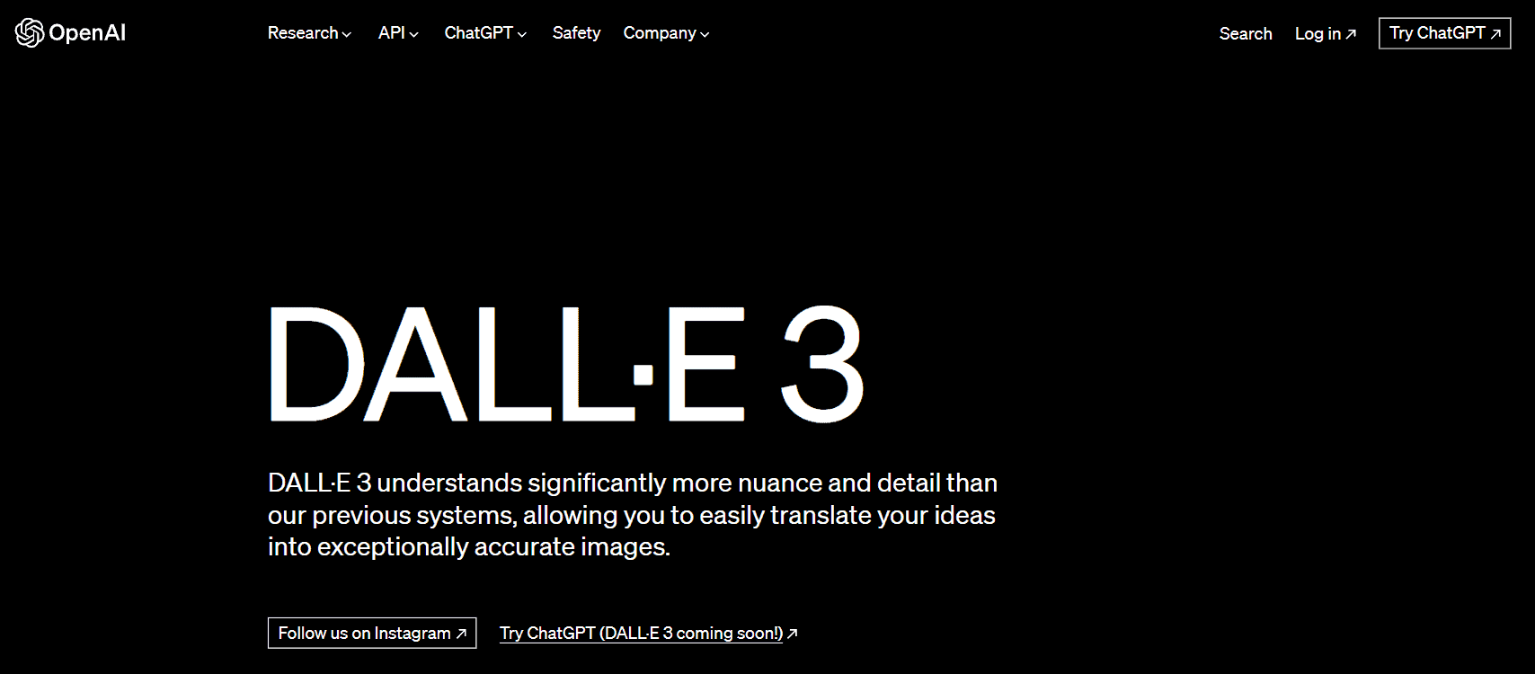 DALL-E 3 Landing Page