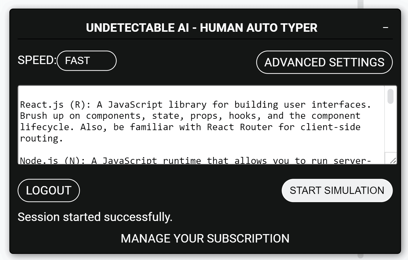 Undetectable AI Chrome Extension Human Typer Sample