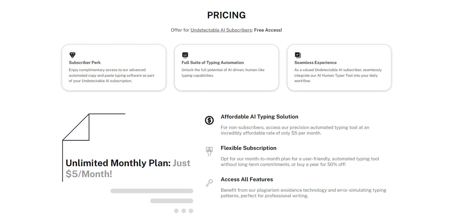 Undetectable AI Chrome Extension Human Typer Pricing