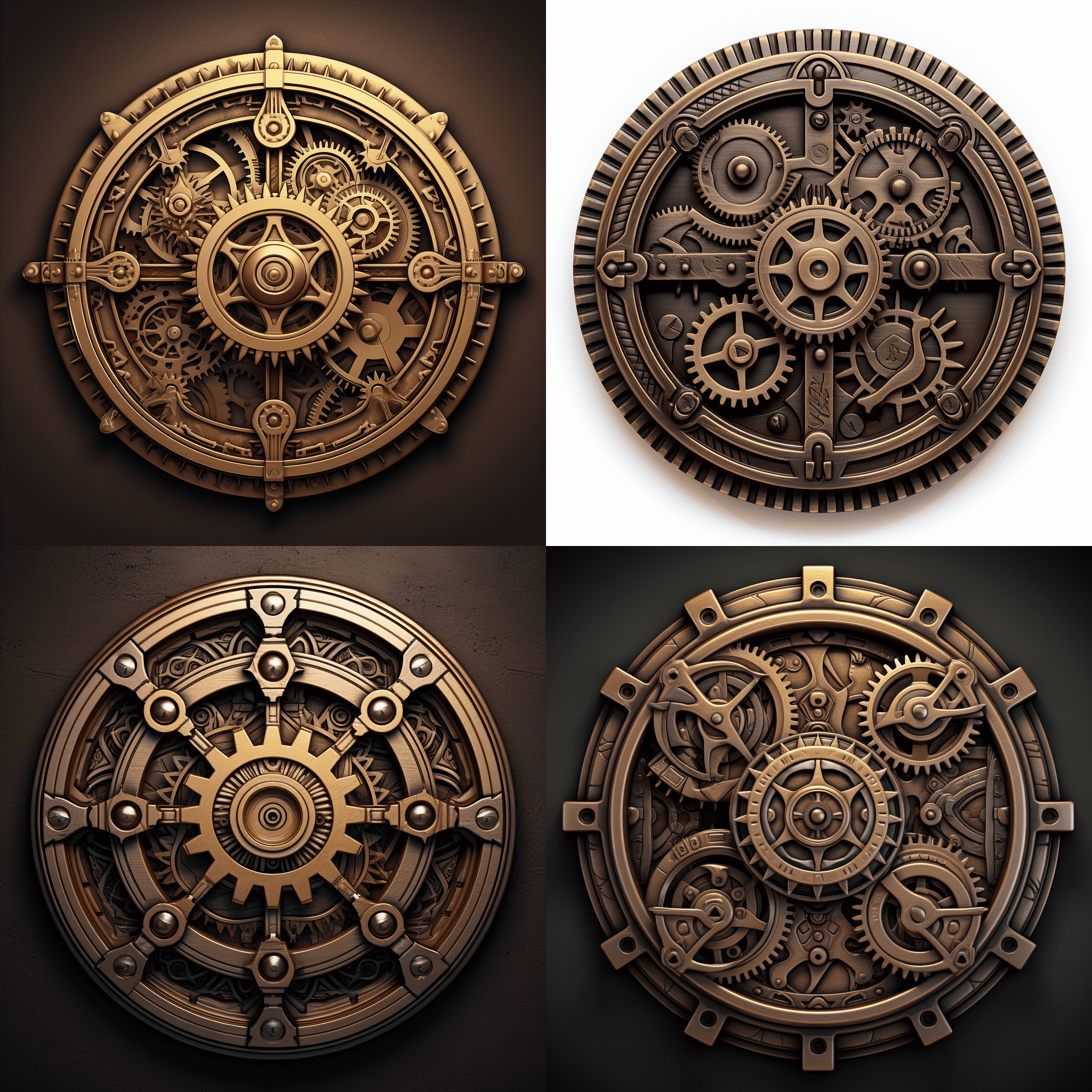 A steampunk-style gear icon with intricate engravings and a bronze finish. --quality 1