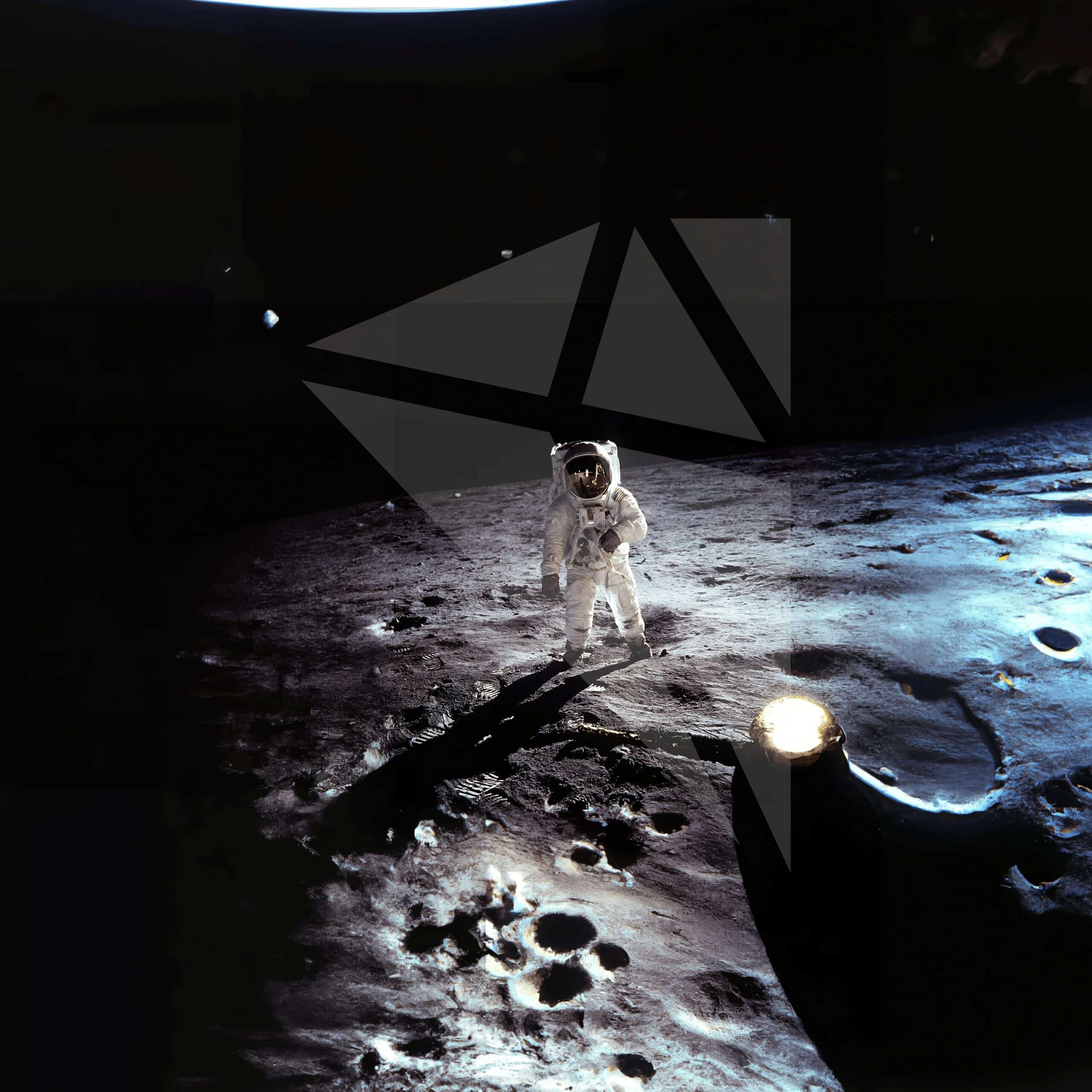 after image of dalle-2 generation moon landing used with outpainting, upscaled in GigaPixel AI
